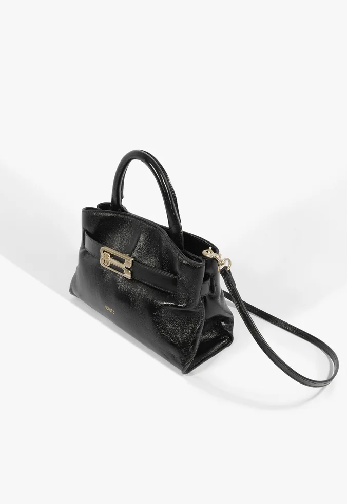 Bolsa Hobo Média Heather Couro Preta - Imagem 2