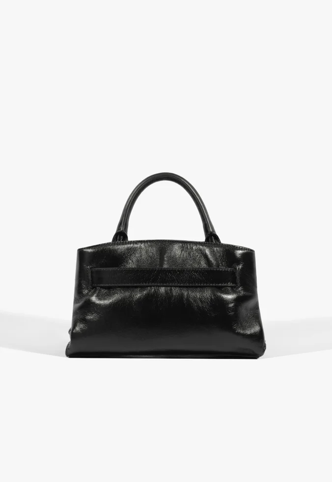 Bolsa Hobo Média Heather Couro Preta - Imagem 3