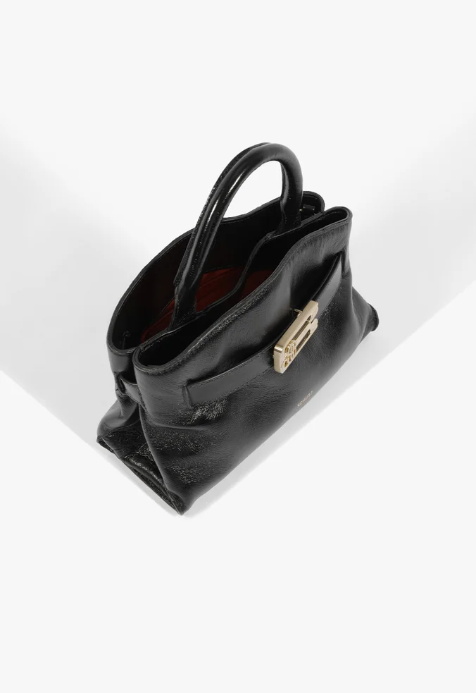 Bolsa Hobo Média Heather Couro Preta - Imagem 4